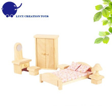 Hölzernes Miniatur-Puppenhaus-Schlafzimmer